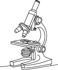 Microscope Outline Drawing – Scientific Vector Art