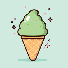 Melon flavored ice cream vector illustration