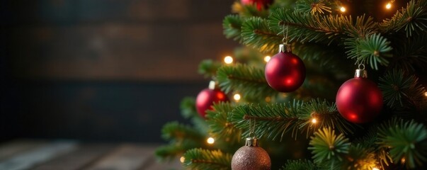 Wooden Christmas tree decorated with ornaments and lights, Lights, Season