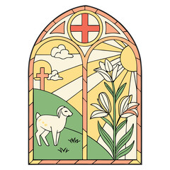 Christian Stained Glass Vector Illustration
