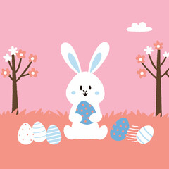 easter bunny with easter eggs