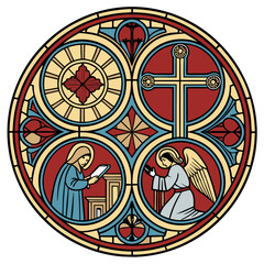Christian Stained Glass Vector Illustration