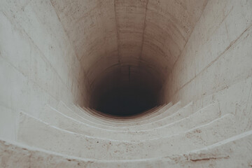 A large hole in a concrete wall