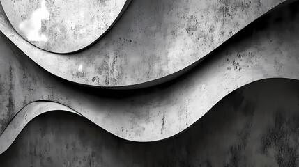 Contemporary textured wallpaper with onyx gray design and curved silhouette. Onyx Veil. Illustration