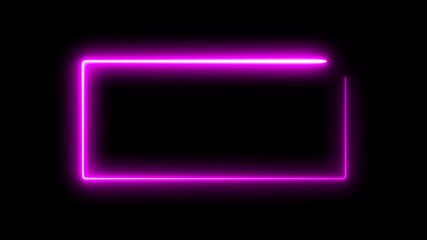 Abstract neon rectangle frame animation screen looping. Neon background. 4K Retro neon green template soft color background. Animation video.
