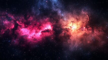 Naklejka premium Cosmic Nebula: A Celestial Tapestry of Red and Orange Hues