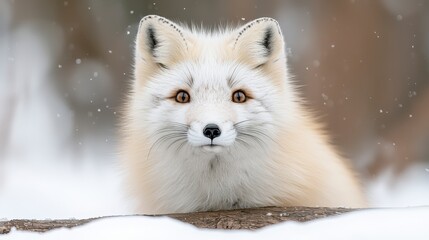 Obraz premium Arctic Fox in Winter Snowfall Close up Portrait