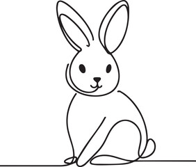 Easter Bunny Line Art black Vector