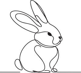 Easter Bunny Line Art black Vector