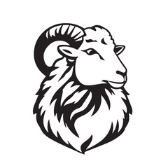 Sheep head silhouette on white background. Sheep logo. Sheep icon. Vector illustration.