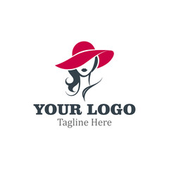 modern logo Of a woman wearing a red hat.