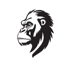 Minimal Gorilla Head Symbol. Gorilla head silhouette isolated on white background. Vector illustration.