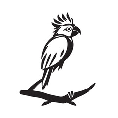 Parrot silhouette on white background. Parrot logo. Vector illustration. 