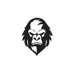 Gorilla Head logo. Gorilla head silhouette isolated on white background. Vector illustration.