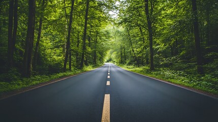 Serene Forest Road: A Journey Through Lush Greenery