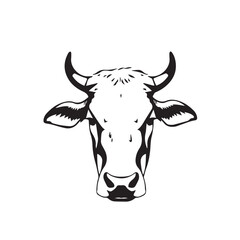 Cow head silhouette on white background. Cow logo design. Vector illustration.