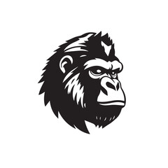 Minimal Gorilla Head Symbol. Gorilla head silhouette isolated on white background. Vector illustration.