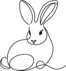 Easter Bunny Line Art black Vector