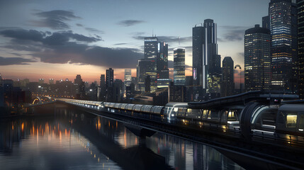 Futuristic Metropolis Bathed in Twilight: An Exemplary Digital Illustration