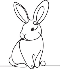 Easter Bunny Line Art black Vector