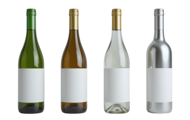 Wine bottles mockup blank label alcohol drink beverage glass product branding design presentation display transparent background