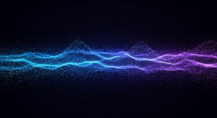 Dynamic Wavy Particle Stream Cyan to Purple Gradient on Dark Background
