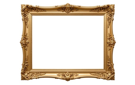 Ornate frame golden frame picture frame art frame vintage frame decorative frame baroque frame photo frame gold transparent background - Powered by Adobe