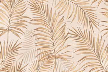 Soft Palm Leaf Pattern in Light Beige, Seamless Tropical Motif with a Delicate Touch Pattern Background