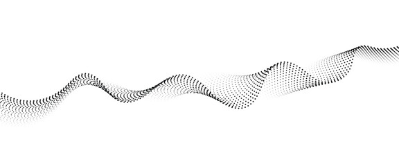 Flowing Dot Wave halftone gradient pattern on transparent background	