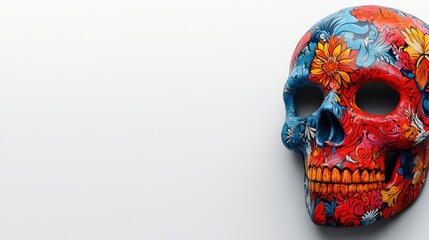 Traditional Mexican mask on light background. Cinco De Mayo. Free copy space.