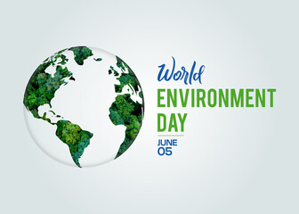 World Environment Day 2025 with globe and green leaves isolated on white background