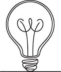 Electric Light Bulb Line Art Black Vector