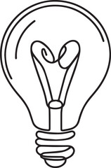 Electric Light Bulb Line Art Black Vector