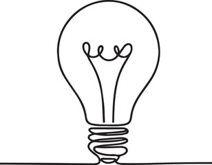 Electric Light Bulb Line Art Black Vector