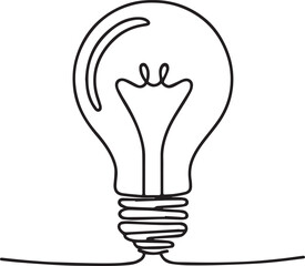 Electric Light Bulb Line Art Black Vector