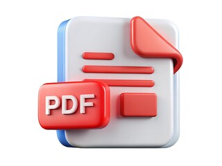 3d pdf file icon isolated on white background