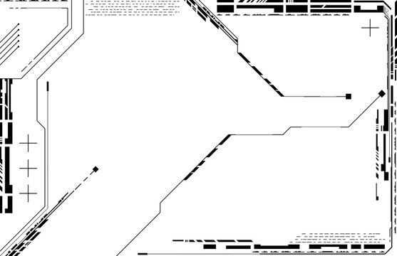 Cybernetic background with lines. Futuristic frame with abstract geometric electronic elements. Abstract technological frame in cyberpunk style, electronic high-tech interface.