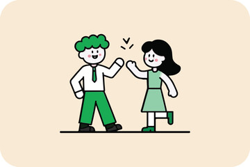 Two People High-Fiving: Minimalist Illustration of Celebration and Teamwork