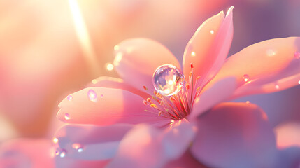 Fototapeta premium nature, design, illustration, flower, green, plant, art, water, macro, drop, drops, dew, pink, rain, rose, red, closeup, beauty, leaf, wet, garden, petal, abstract, flowers, flora, close-up, spring, d