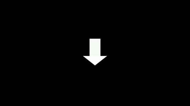 Download button icon. Bouncing up and down red arrow with a black background. Upload arrow icon animation on 4k video. Animated arrow bouncing slide to down, Animated arrow icon pointing down.