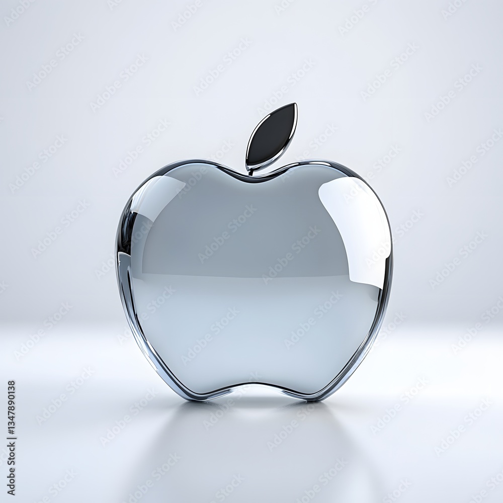 Poster a digital 3d render of a glass apple, a sleek and modern representation of technology. fruit isolate
