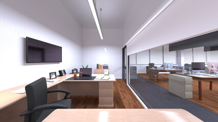 オフィス空間　3DCGレンダリング