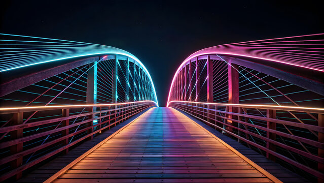 Data Transparency & Trust vibrant bridge illuminated with neon lights symbolizes data transparency and trust
