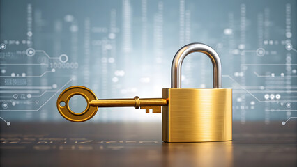 Data Transparency & Trust golden lock and key symbolize data security and transparency fostering trust