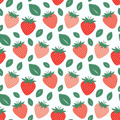 A pattern strawberries and leaves background illustration