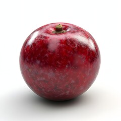 Obraz premium Close-up of a single, ripe red apple against a white backdrop. The image showcases the fruit's vibrant color and texture. Fruit Isolated on a white background. Juicy Cranberry fruit