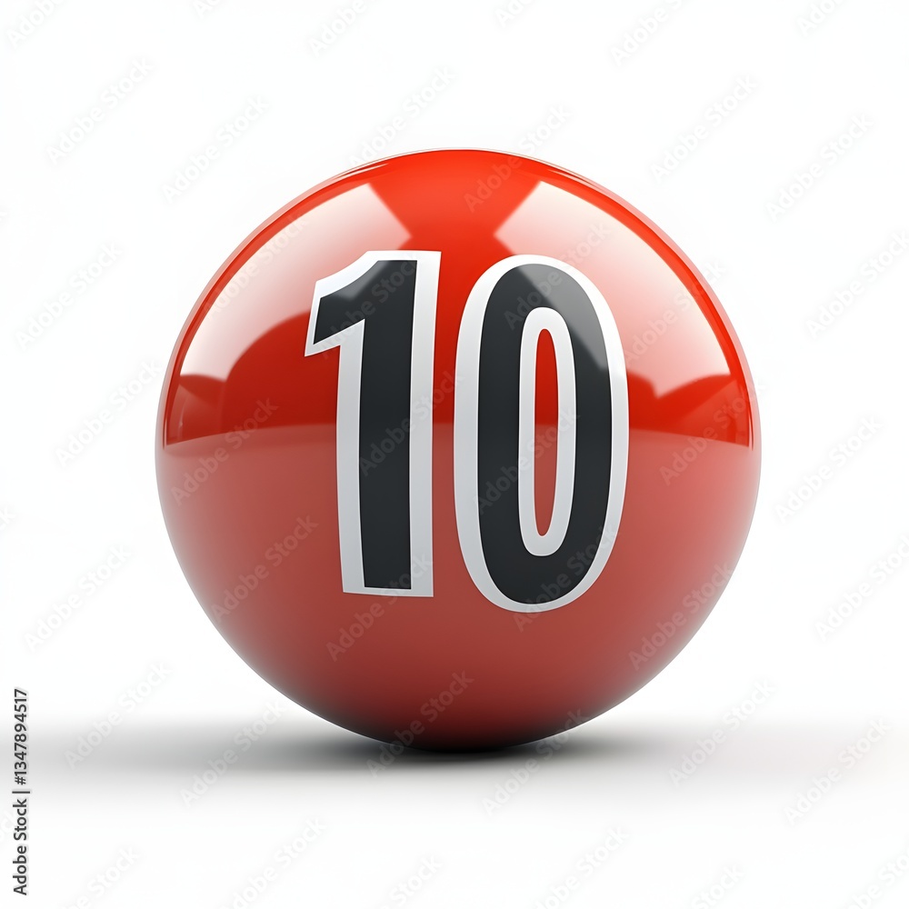 Aufkleber A 3D-rendered image of a glossy red sphere with the number 10 prominently displayed. Fruit Isolated on a white background.