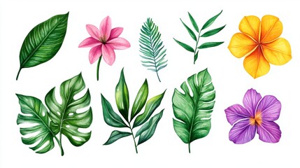 Spring season botanical art background vector. Natural hand drawn pattern design with cute flowers, leaves, branches. Illustrated design for fabric, print, cover, banner, wallpaper.