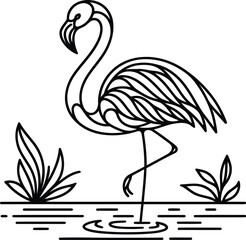 Flamingo Line Art Vector File, Perfect for Logos and Creative Projects