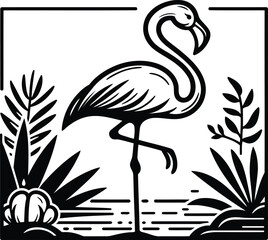 Simple Flamingo Line Art Silhouette – Trendy and Aesthetic Vector Design